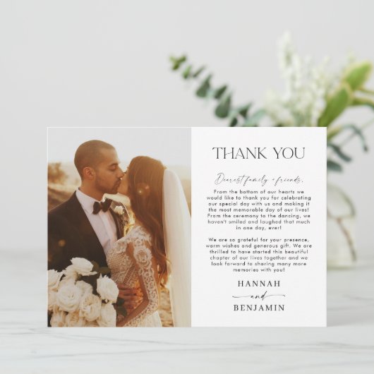 Weddenfoto Hartelijk dank | Foto bedankt Kaart (Staand voorkant)