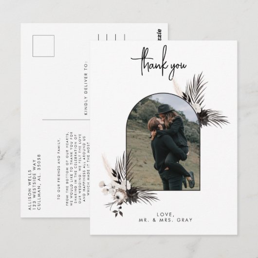 Weddenfoto Hartelijk dank je postkaart (Voorkant / Achterkant)