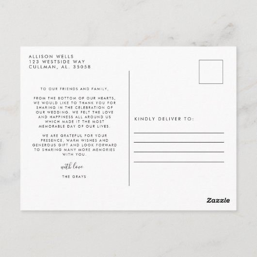 Weddenfoto Hartelijk dank je postkaart (Achterkant)