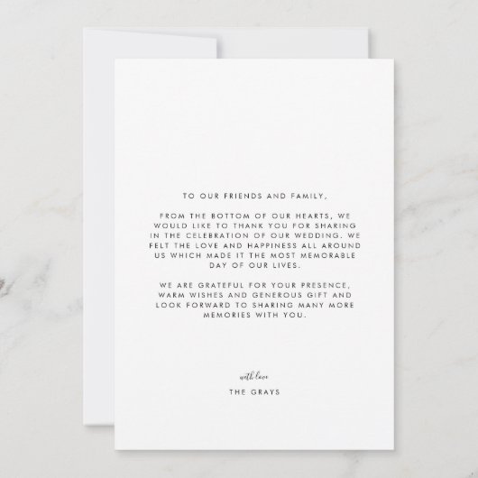 Weddenfoto Hartelijk dank Kaart (Achterkant)