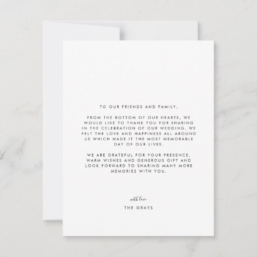 Weddenfoto Hartelijk dank Kaart (Achterkant)