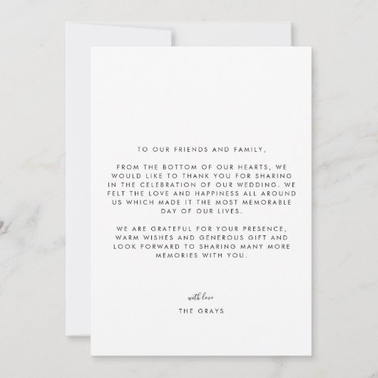 Weddenfoto Hartelijk dank Kaart (Achterkant)