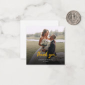 Weddenfoto Hartelijk dank, met de hand gebriefte l Notitiekaartje (Voorkant / Achterkant in situ)