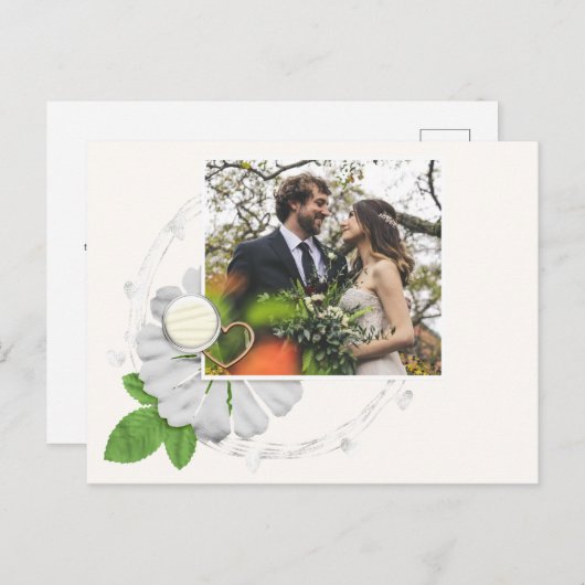 Weddenfoto Hartelijk dank voor het bloemen Briefkaart (Voorkant / Achterkant)