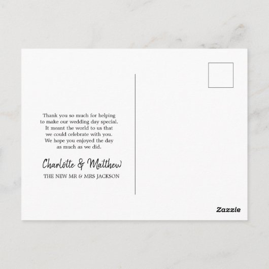 Weddenfoto Hartelijk dank voor het bloemen Briefkaart (Achterkant)