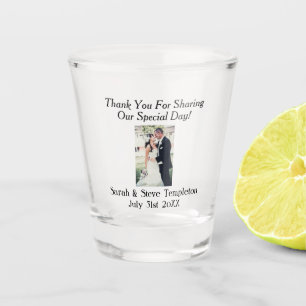Weddenfoto Hartelijk dank voor namen en datum Shot Glas