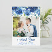 Weddenfoto Hartelijk dank voor uw kaart Navy Blue  (Staand voorkant)