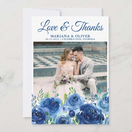 Weddenfoto Hartelijk dank voor uw kaart Navy Blue  (Voorkant)