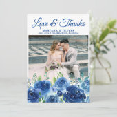 Weddenfoto Hartelijk dank voor uw kaart Navy Blue  (Staand voorkant)
