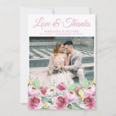 Weddenfoto Hartelijk dank voor uw kaart Roze Gele  (Voorkant)