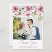 Weddenfoto Hartelijk dank voor uw kaart Roze Gele (Voorkant)