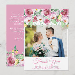 Weddenfoto Hartelijk dank voor uw kaart Roze Gele 