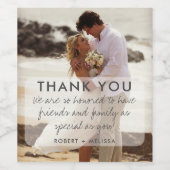 Weddenfoto Hartelijk dank Wijn Etiket (Enkel label)