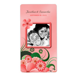 Weddenfoto Hibiscus Pink Floral Wine Labels