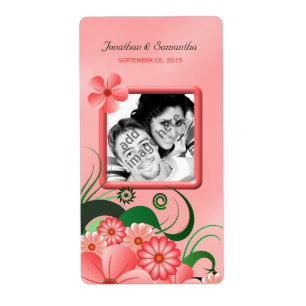 Weddenfoto Hibiscus Pink Floral Wine Labels