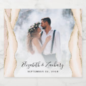 Weddenfoto Ivory Gold Agate Sparkling Wijnetiket (Enkel label)