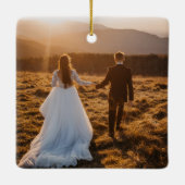 Weddenfoto Memory Newly Weds Keepomwille Keramisch Ornament (Achterkant)