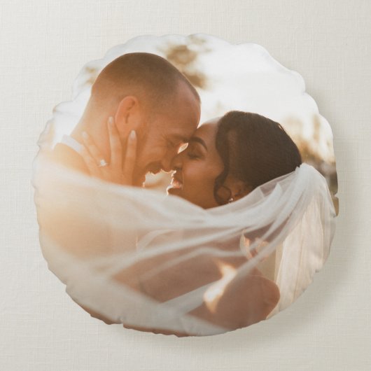 Weddenfoto Memory Newly Weds Keepomwille Rond Kussen (Voorkant)