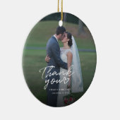 Weddenfoto met handschrift Hartelijk dank Keramisch Ornament (Rechts)