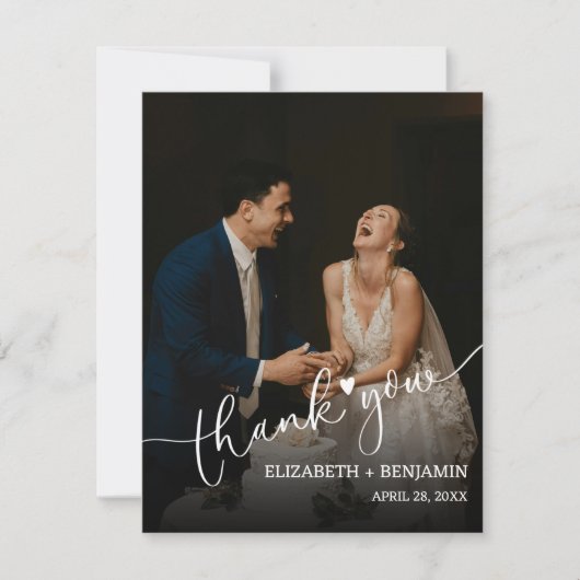 Weddenfoto met handschrift Hartelijk dank Notitiekaartje (Voorkant)