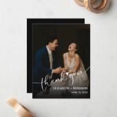 Weddenfoto met handschrift Hartelijk dank Notitiekaartje (Voorkant / Achterkant in situ)