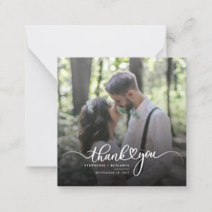 Weddenfoto met handschrift Hartelijk dank Notitiekaartje