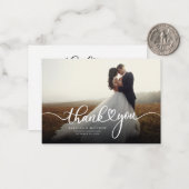 Weddenfoto met handschrift Hartelijk dank Notitiekaartje (Voorkant / Achterkant in situ)