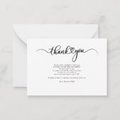 Weddenfoto met handschrift Hartelijk dank Notitiekaartje (Achterkant)