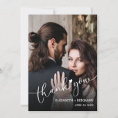 Weddenfoto met handschrift Hartelijk dank Notitiekaartje (Voorkant)