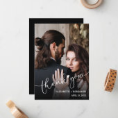 Weddenfoto met handschrift Hartelijk dank Notitiekaartje (Voorkant / Achterkant in situ)