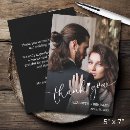 Weddenfoto met handschrift Hartelijk dank Notitiekaartje