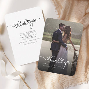 Weddenfoto met handschrift - Hartelijk dank Notitiekaartje