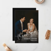 Weddenfoto met handschrift Hartelijk dank Notitiekaartje (Voorkant / Achterkant in situ)