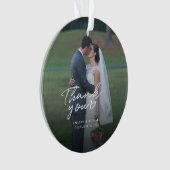 Weddenfoto met handschrift Hartelijk dank Ornament (voorkant)