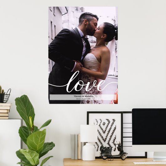 Weddenfoto met namen en datum poster (Thuiskantoor)