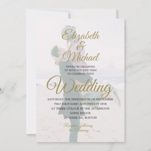 Weddenfoto Overlay Modern Elegant Simple Kaart (Achterkant)