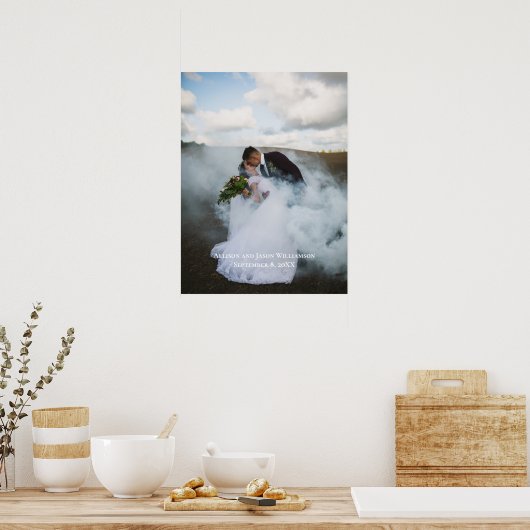 Weddenfoto Persoonlijke namen en datum Poster (Keuken)