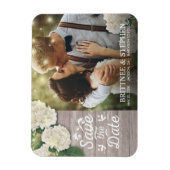 Weddenfoto Save the Date Hydrangeas Lights Wood Magneet (Verticaal)