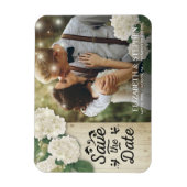 Weddenfoto Save the Date Hydrangeas Lights Wood Magneet (Verticaal)