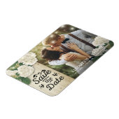 Weddenfoto Save the Date Hydrangeas Lights Wood Magneet (Linkerzijde)