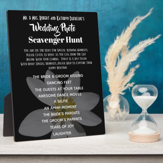 Weddenfoto Scavenger Hunt Black Fotoplaat (Zijkant)