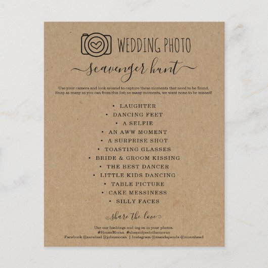 Weddenfoto Scavenger Hunt I Spy Game Kraft Flye Flyer (Voorkant)