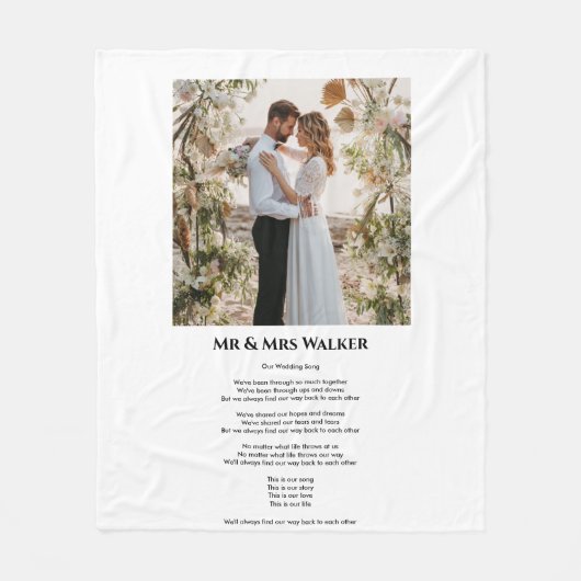Weddenfoto Song lyrics Fleece Blanket (Voorkant)