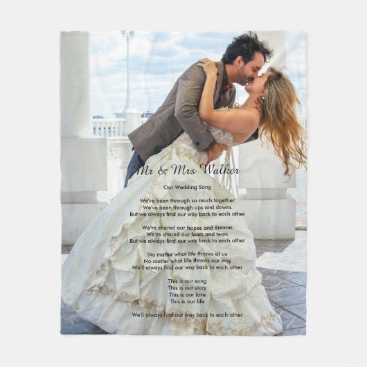 Weddenfoto Song-tekst Fleece Deken (Voorkant)