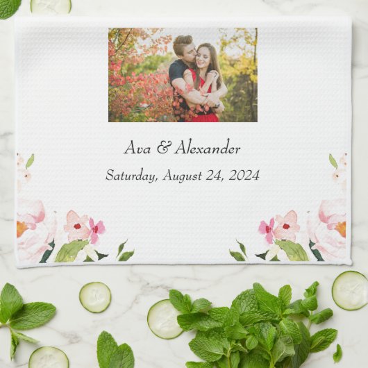 Weddenfoto Theedoek (Gevouwen)