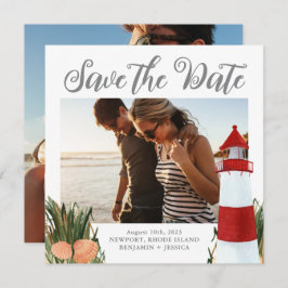 Weddenfoto van kustbestemming save the date