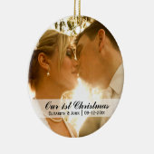 Weddenfoto voor eerste kerstmis keramisch ornament (Rechts)