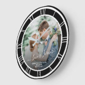 Weddenfoto White Roman Numeral Black BKG Round Grote Klok (Hoek)