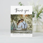 Weddenfoto's Dank u, Modern minimalist Informatiekaartje (Staand voorkant)
