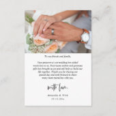 Weddenfoto's Dank u, Modern minimalist Informatiekaartje (Achterkant)